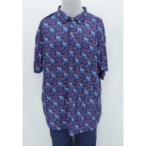 Burlebo Shirt‎ Mens 2XL Blue Outdoors Print Polo Golf Neon Performance